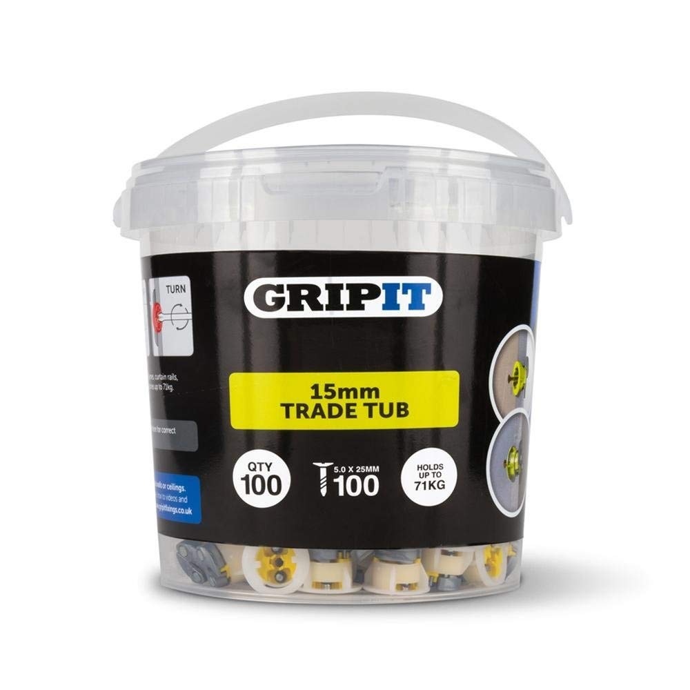 Gripit Yellow Plasterboard Fixings 15Mm (Pack 100)