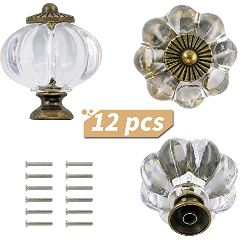 Zernmiarder Clear Acrylic Knobs 12 Pack - Pumpkin Cabinet Knobs Retro Dresser Knobs - Vintage Drawer Pulls With Screws For Closet Drawer Cupboard Cabinet And Diy Home Project #TOP2