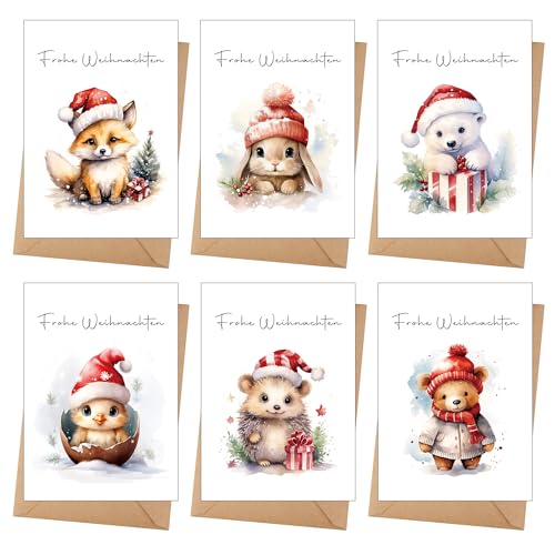 12 Weihnachtskarten mit Umschlag Set - Hochwertiges Klappkarten Weihnachten Set mit Sprüche - A...