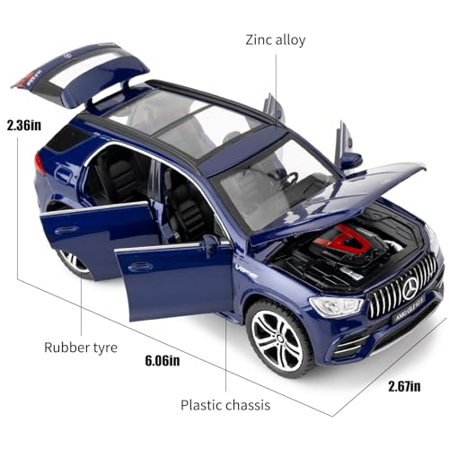 TGRCM-CZ 1:32 Scale Compatible with Benz AMG GLE 63S SUV Toy Car,Alloy Diecast Pull Back Car Model with Light and Sound Toy Vehicles for Kids Boys Girls Gift (Blue) - Image 2