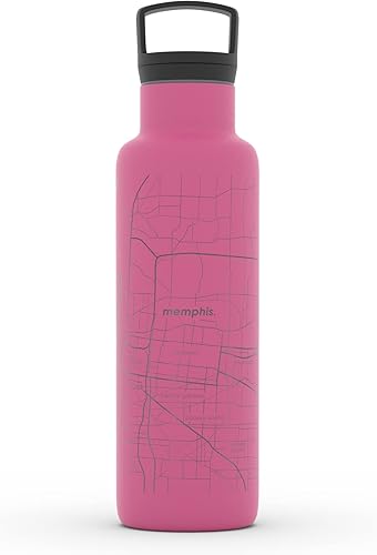 Miniatura 99 de Well Told Botella de agua aislada con mapa de Washington DC grabado, botella de acero inoxidable grabada (21 onzas, blanco) botella aislada de mapa