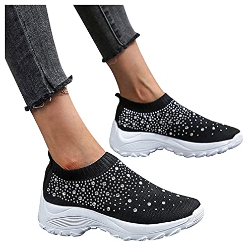 Pitashe Frauen Low-Cut Sneaker Canvas Flache Schuhe Frauen Beiläufige Schuhe Mit Strass Damen Sommer Herbst Turnschuhe Walkingschuhe Turnschuhe Leicht Atmungsaktive Schuhen
