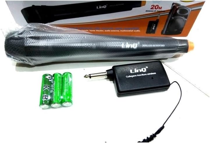 LinQ W735 microphone, wireless receiver, cable, and batteries
