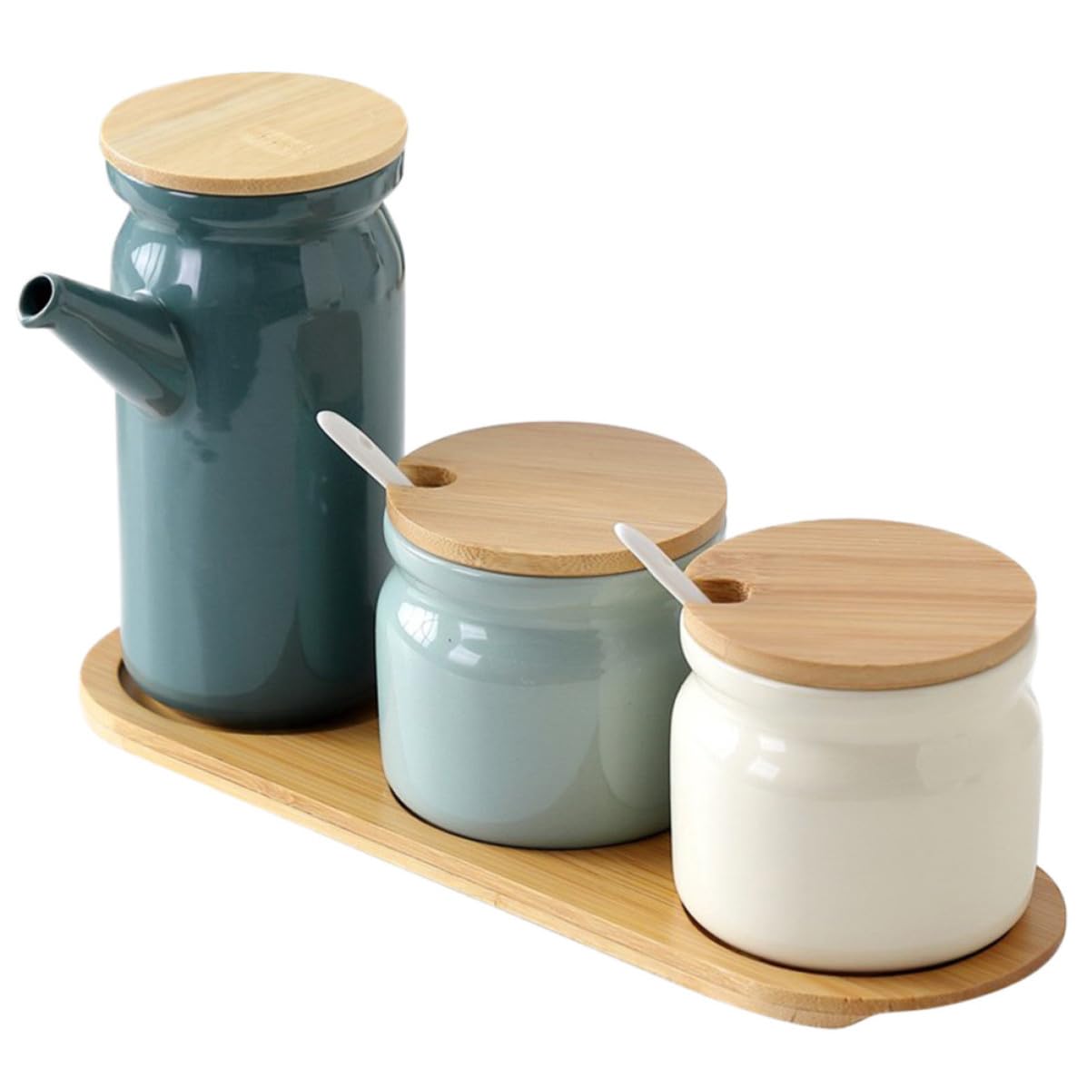 Set di Barattoli per Condimenti in Coperchio e Cucchiaio, Facile da Pulire, per Cucina Domestica, Contenitori Spezie Eleganti