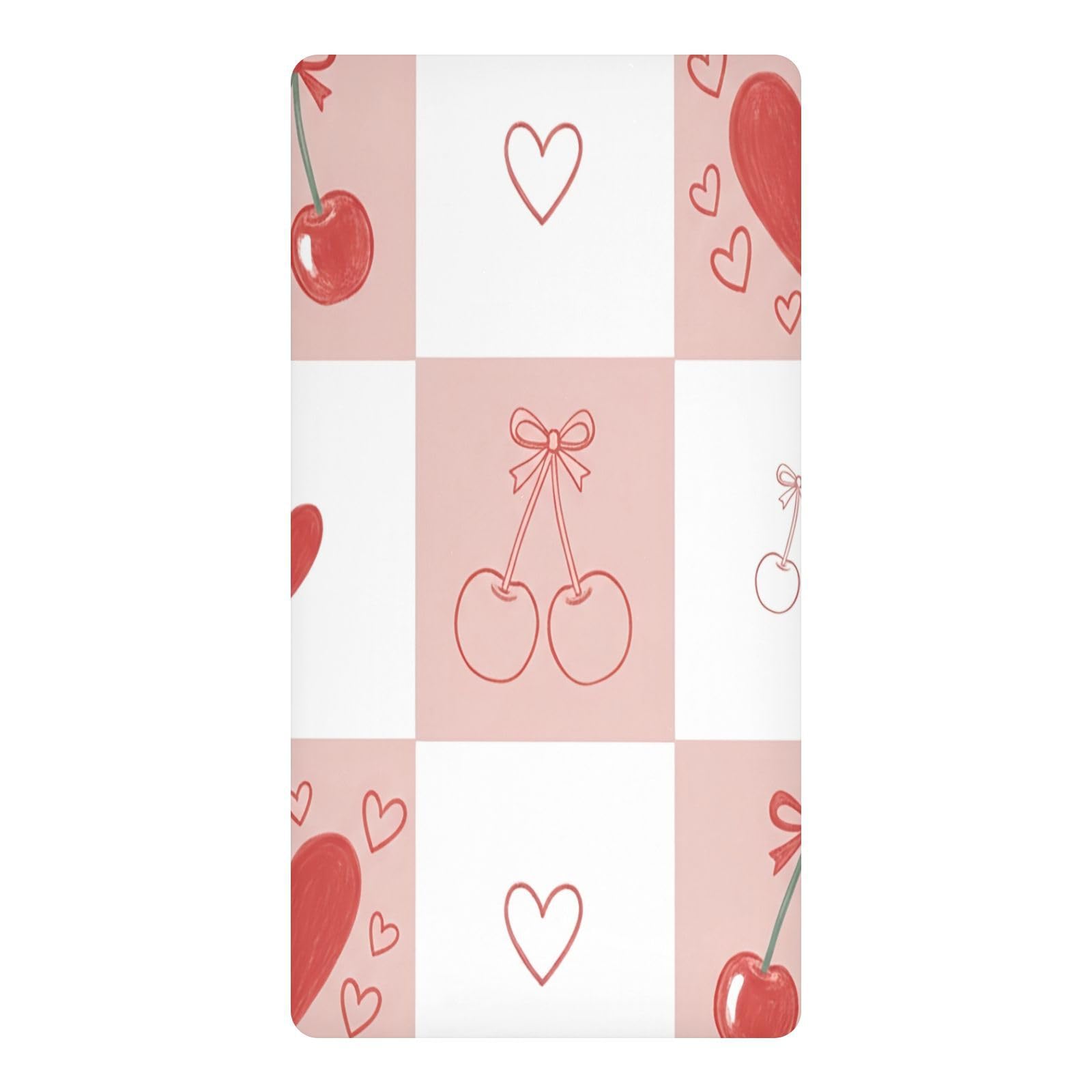 JiangGgen Bow and Cherries Baby Crib Sheet Soft Breathable for Standard Crib-M