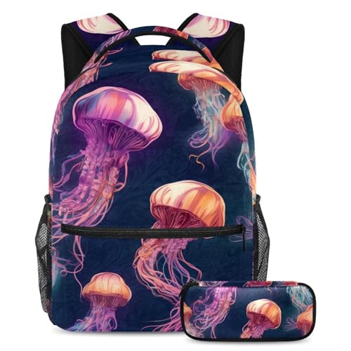 Sac à dos et trousse Seaworld méduse colorée 13 cm pour ranger tous les cahiers