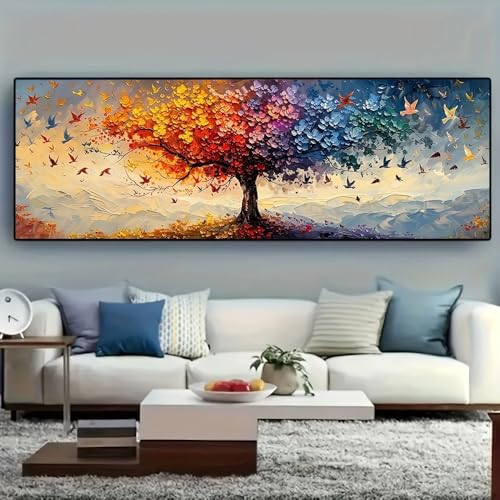 ZHAOLIN Stampa artistica su tela di grandi dimensioni Albero della vita e poster Decorazione murale moderna geometrica astratta per soggiorno camera da letto 70x210cm Senza cornice