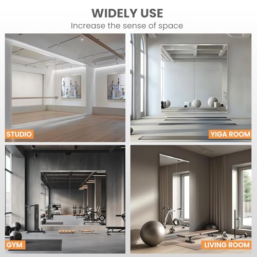 Home Gym Mirror, 63X28 Inch(1Pack) Large Frameless Tempered Glass Full Body Wall Mounted Mirror for Gym, Yoga, Exercise, Dance Studio