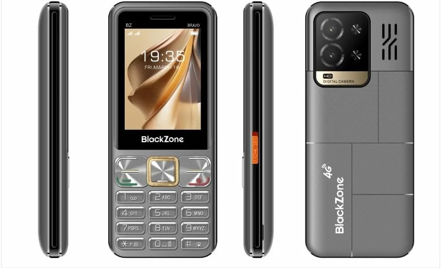 BLACKZONE Bravo 4G Keypad Future Mobile Phone, Dual Compatible with JioSIM Support, 2.4Inch Display, 3000mAh Battery, Cloud Apps, YouTube Shorts Support,Digital Camera,Opera Mini Browser,Tourch(Grey)