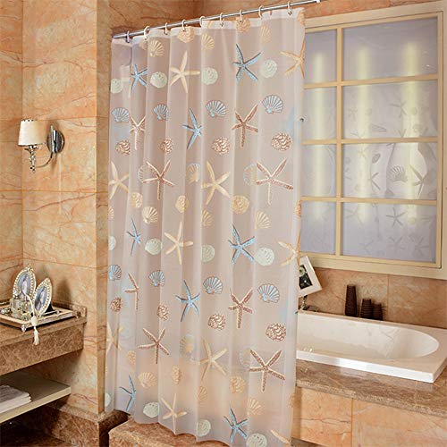 Xigui Modern Bathroom Shower Curtain, Waterproof Peva Plastic Sea Shell Shower Curtain Liner With Hooks Shower Curtain Liner 71 X 71 In,13 Hooks Set #TOP1
