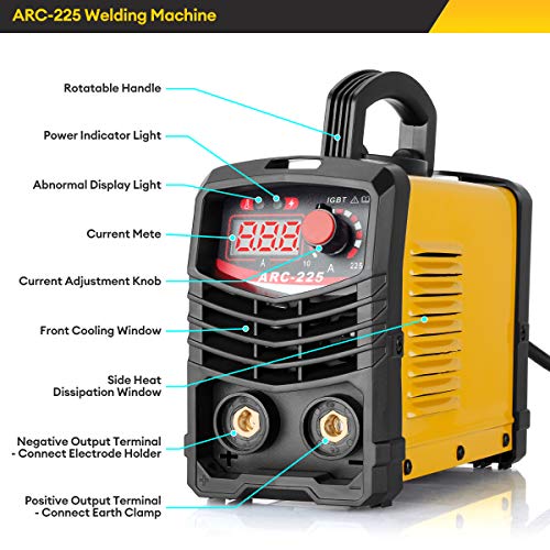 Welding Machine,Tewlen Arc Mma 225Amp Welder Igbt Digital Electric Welding Machine Kit, Portable 110V Inverter Welder With Electrode Holder,Ground Clip, Mask, Brush, Welding Rods And Gloves #TOP1