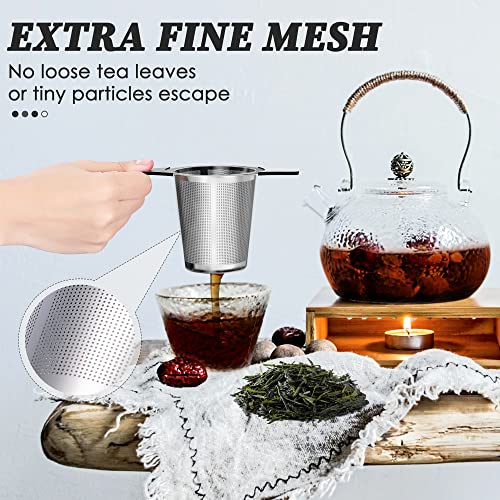 Yoassi Upgraded Tea Infusers For Loose Tea, Silicone Covered Extra Fine Mesh 18/8 Stainless Steel Tea Strainer With Large Capacity & Double Handles To Steep Loose Leaf Tea And Coffee 2 Pack #TOP3