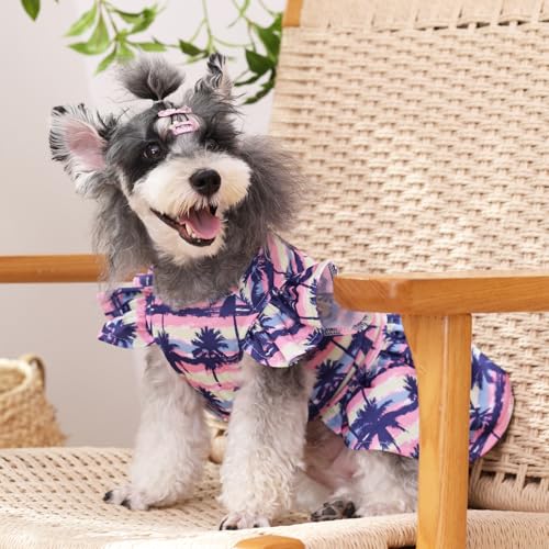 Image of CuteBone Frilly Dog Dress Princess Puppy Birthday Dresses with Ruffled Sleeves Cat Clothes Outfit for Small Dogs Girl Pet Apparel