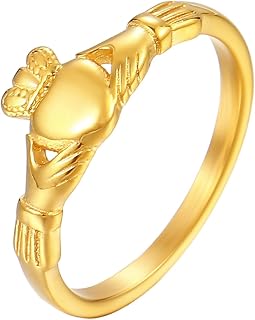 Irish Claddagh Designs Wedding Bands Symbolizing Love Friendship and Loyalty Crafted In Gold Tone Steel for Couples