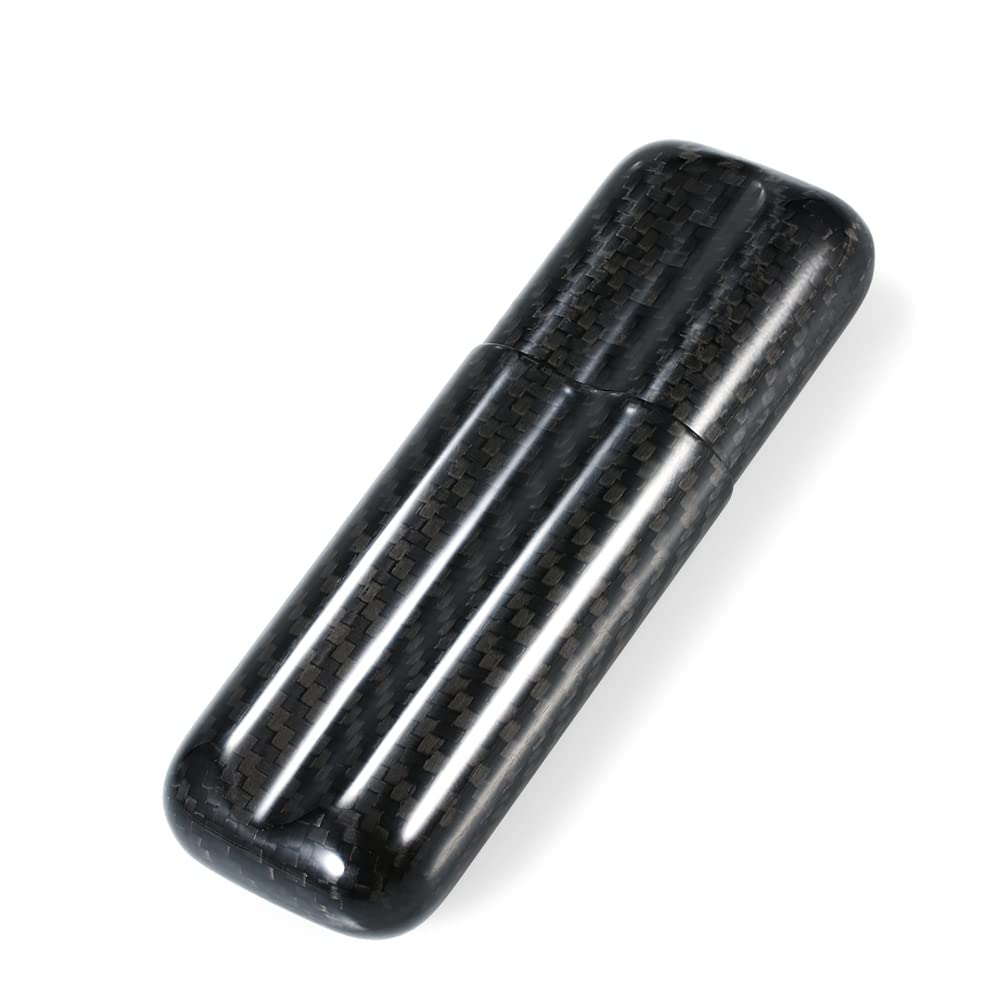 HUIOP Custodia per sigari in Fibra di Carbonio Nero, Supporto per tubo di immagazzinaggio per sigari leggero, umidificatore di sigari fino a 57 sigari calibro ad anello