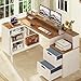TVU Farmhouse L Shaped Desk with Drawers, 62.2