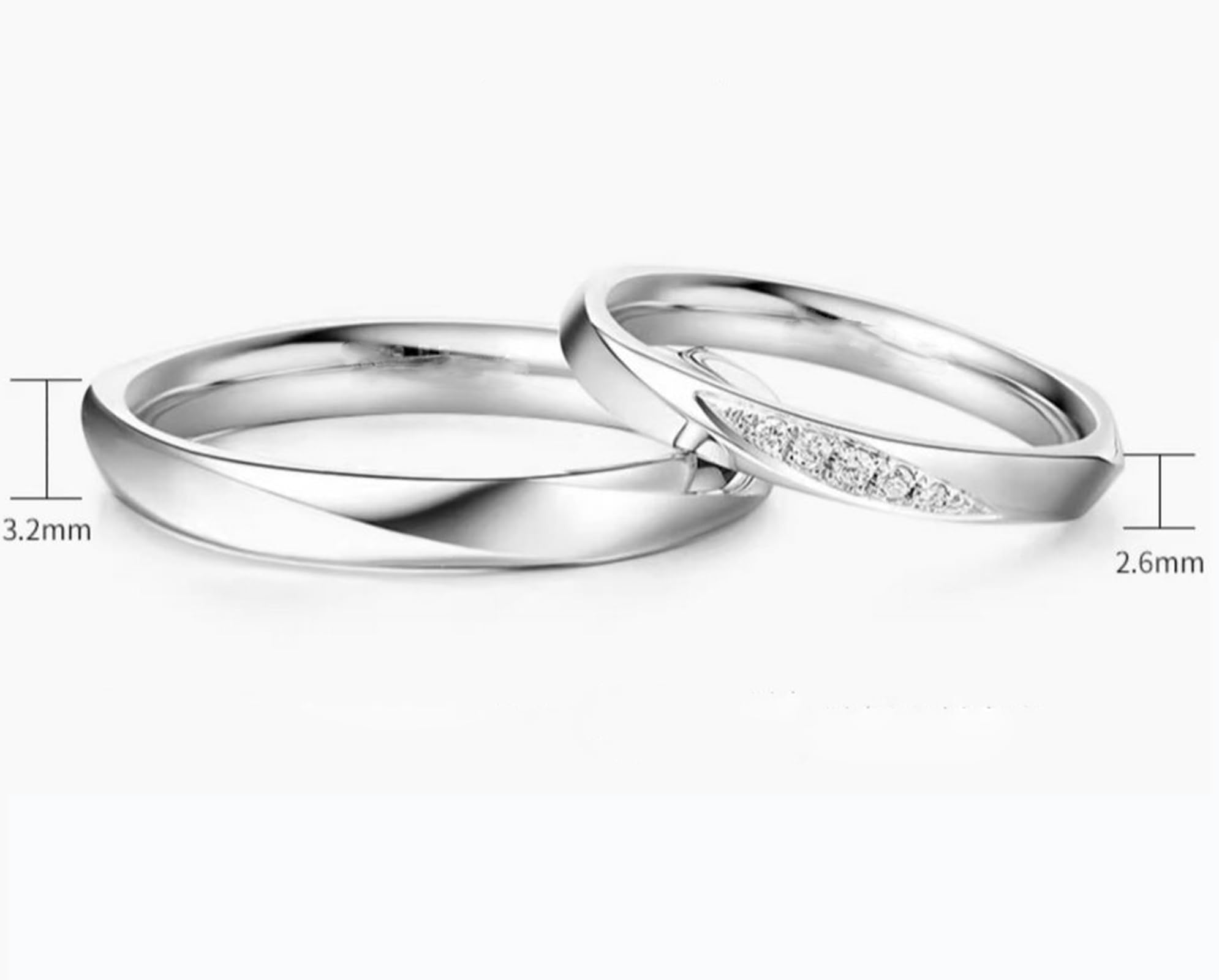 Fedi nuziali in oro bianco 375, anello di fidanzamento, in vero oro 9 carati, senza pietre preziose, adatte per uomini 3,2 mm, misura 62 (19,7)