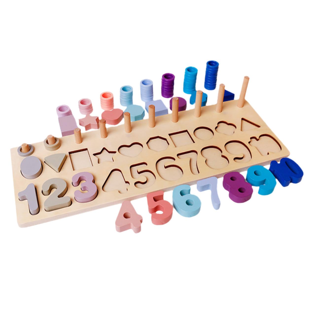 SOIMISS Juego Educativo De Madera Formas y Números para Niños Pequeños De 2 a 4 Años, Rompecabezas De Lógica y Combinación De Colores Pastel, Tablero 3 1 para Aprendizaje y Desarrollo Cognitivo