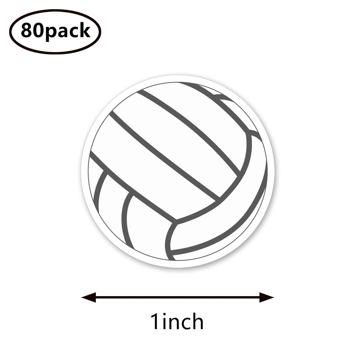 Calcomanías deportivas de voleibol de 1 pulgada para álbumes de recortes, artes, manualidades, manualidades infantiles, calendarios, diarios, paquete de 80