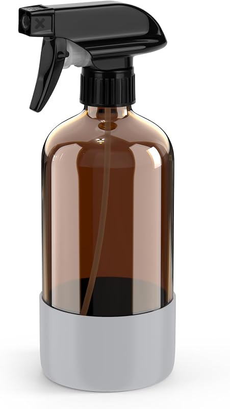 Bontip Frasco Pulverizador de Vidro Âmbar com Capa de Silicone Cinza, 480 mL