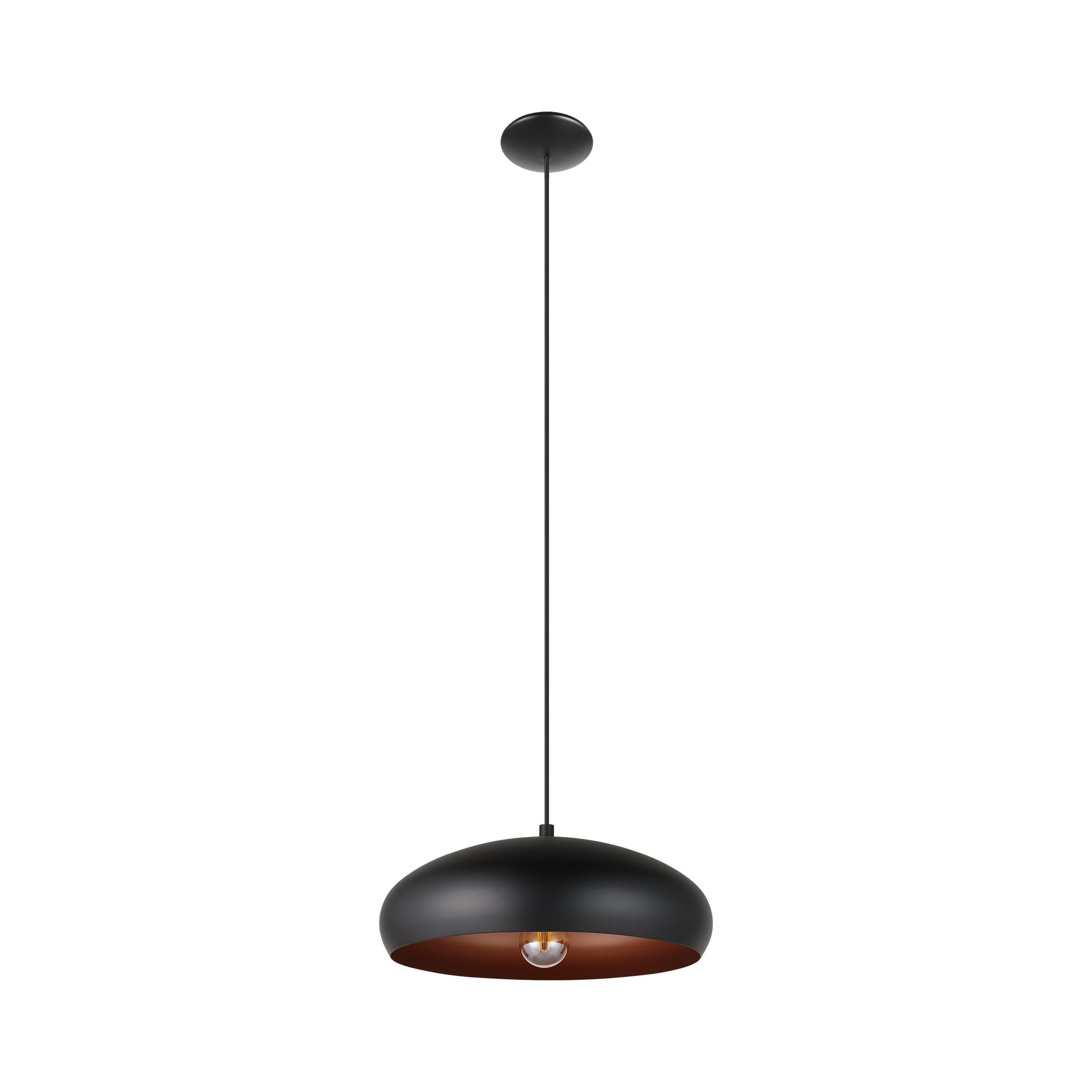 EGLO Pendelleuchte Mogano 1, 1 flammige Hängelampe Vintage, Industrial | Hängeleuchte aus Stahl in Schwarz, Kupfer, Esstischlampe, Wohnzimmerlampe hängend mit E27 Fassung