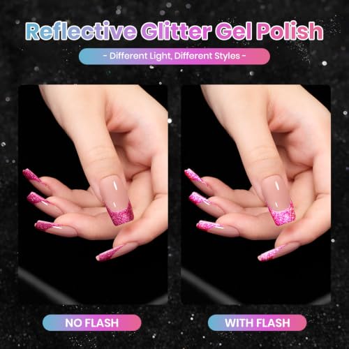 Image of Beetles Glitter Gel Nail Polish Set, 20 Colors Party Auras Gel Polish | Platinum Diamond Shimmer Gel Shades With Base, Glossy&Matte Top Coats for Uv Led Soak-Off Nail Art