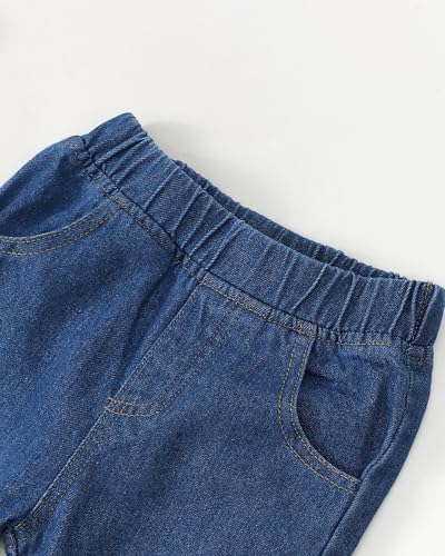 Image of SODLON Kids Toddler Girl Clothes Winter Outfits Shirt Top Bell Bottom Jeans Denim Pants Set Little Girl Fall Spring Clothing