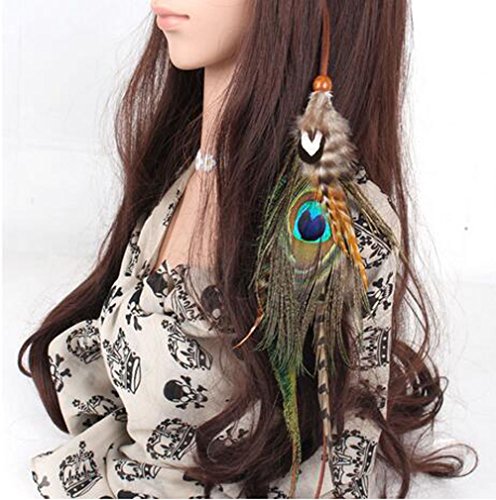 Boho Hippie Hair Extensions With Feather Clip Comb Hairpin Indian Feather Headdress Headdress Diy Accessories For Women Handmade #TOP1