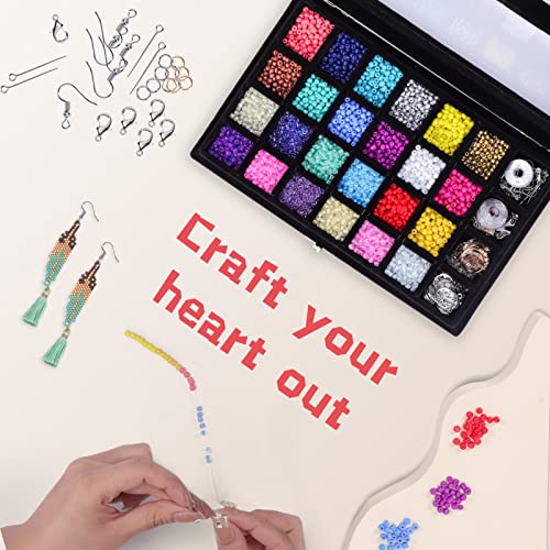 Fishdown 6300Pcs 4Mm Glass Beads For Jewelry Making Kit Glass Jewellery For Bracelets Making Kit Charms Pendant Ring Necklace Making Kit Glass Seed Beads Necklace Bracelet Earring Making Diy Kit #TOP5