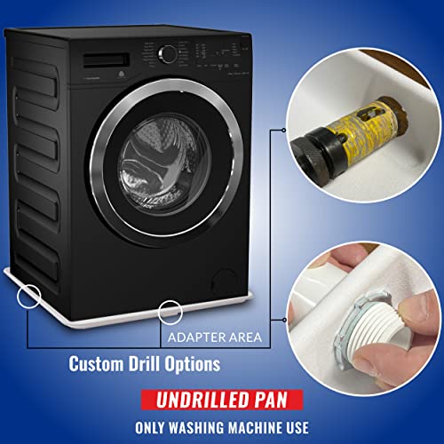 American Built Pro Washing Machine Pan- HDPE - Undrilled Washing Machine Drain Pan for Floor Protection - Washing Machine Tray - Drain Pan for Washer and Dryer - 1\" Drain Fitting - White -1 Pack