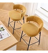 BFZ Bar Stools Set of 2, 26" Modern Counter Height Bar Stools with Curved Back and Metal Frame, U...