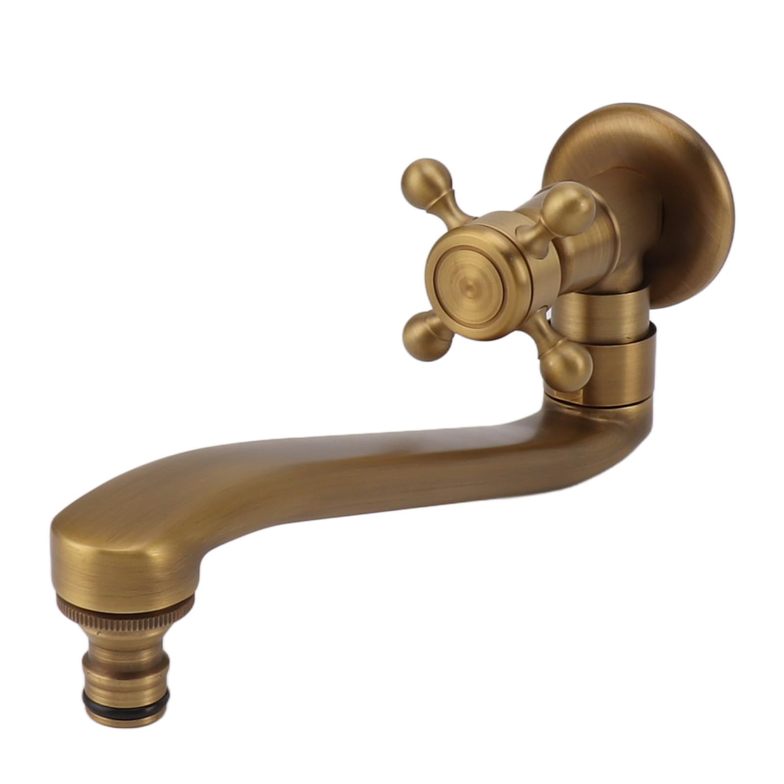 Grifo de jardín de cobre antiguo vintage con boquilla extendida, control de agua fría, resistente a la congelación, ideal para uso en exteriores