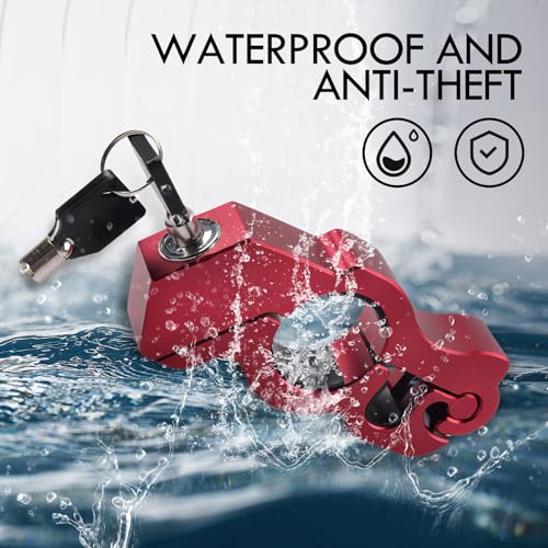 pinflaw 1 PC Motorcycle Grip Brake Lock, 5-5/16" x 2-3/16" x 15/16" Alloy Anti-Theft Throttle Lock, Replacement Modification Accessories, Suitable for Motorcycles, Scooters, Bicycles, ATVs (Red)