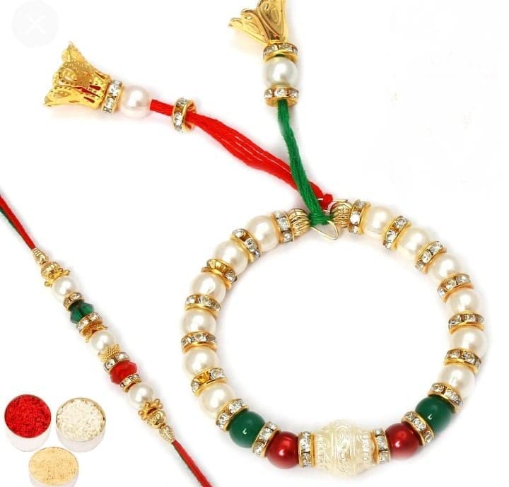 Nemi Enterprises WHITE PEARL KADA & RAKHI SET OF FAMILY RAKHI WITH ROLI CHAWAL (DESIGN 9)(NE 229) (B0CCWZFQ95) Amazon Price History, Amazon Price Tracker