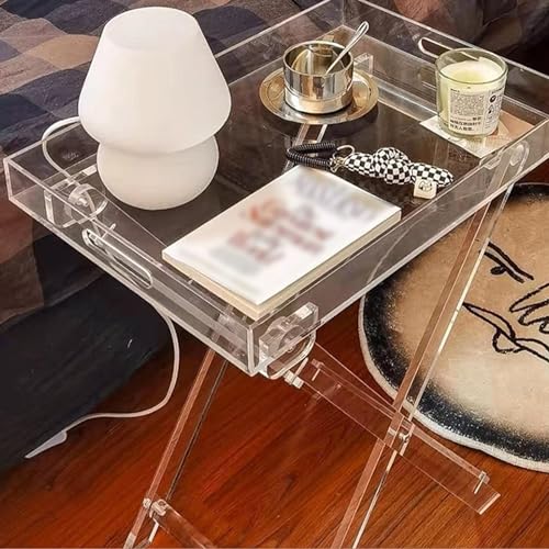 Table basse carrée plexiglass pliable transparente meuble appoint salon chambre - 7