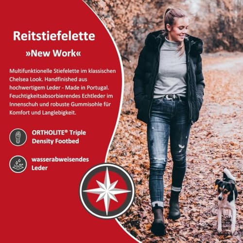SUEDWIND FOOTWEAR Reitstiefeletten für Damen NEW WORK – Chelsea Boots aus Leder – Reit- & Freizeit-Stiefelette mit Ortholite-Fußbett, Gummisohle & Lederinnenfutter – Schwarz – Gr. 39
