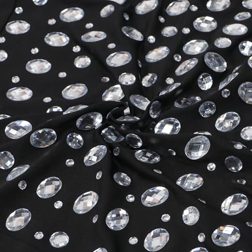 Image of PORRCEY Women's Sexy Rhinestone Mesh See Through Party Night Prom Dress