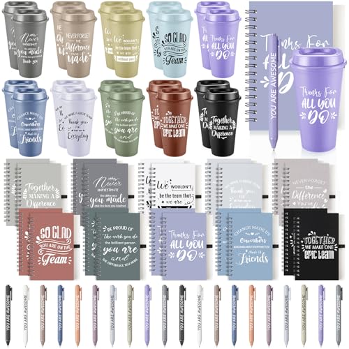 Teenyyou 60 Pcs Employee Appreciation Gift Set, 16oz Tumbler with Lid Notebook Pen Bulk Thank You...