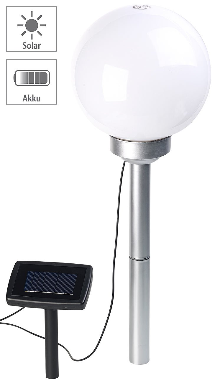 Lunartec Solarkugelleuchte: 4er-Set Solar-LED-Leuchtkugeln, rotierender Effekt, Erdspieß, Ø 20 cm (Solar-Kugellampe, LED-Kugeln)