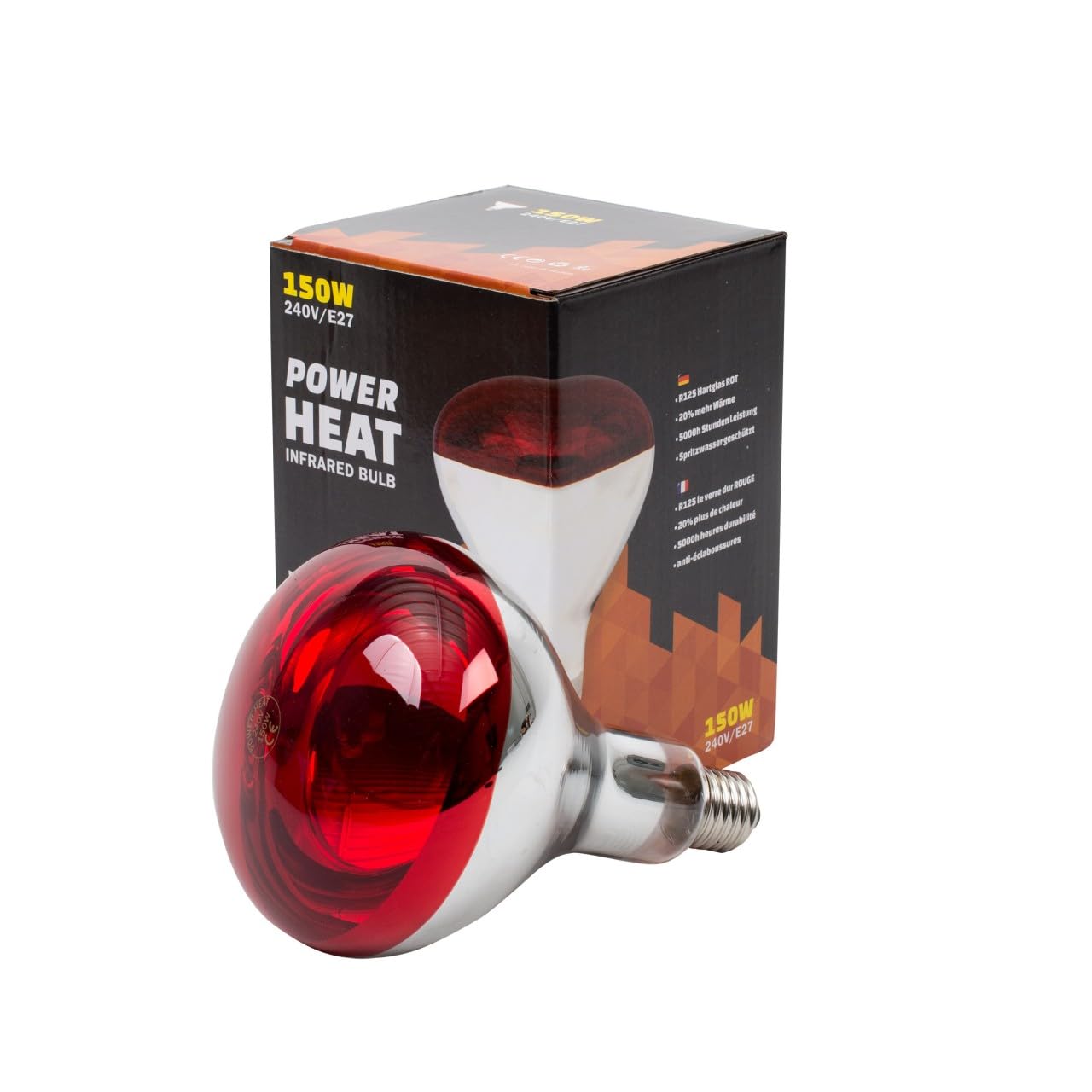 MeineHennen Wärmelampen Set für Geflügelküken, Infrarot-Rotlicht Wärmelampe mit 100 W und 250 W, Produktart Tier-Wärmelampe, für Hühner, Schutzkorb mit Keramikfassung E27, IPX4, Schalter 50/100%