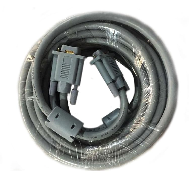 VGA Video Extension Cable VGA Cable Computer Monitor Connection Cable HD Cable Standard 3+6 Gold-Plated Head Gray 20m
