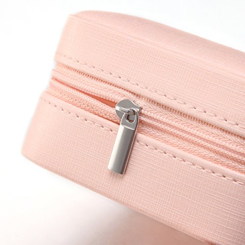 Vlando Small Faux Leather Travel Jewelry Box Organizer Display Storage Case For Rings Earrings Necklace, Pink #TOP5