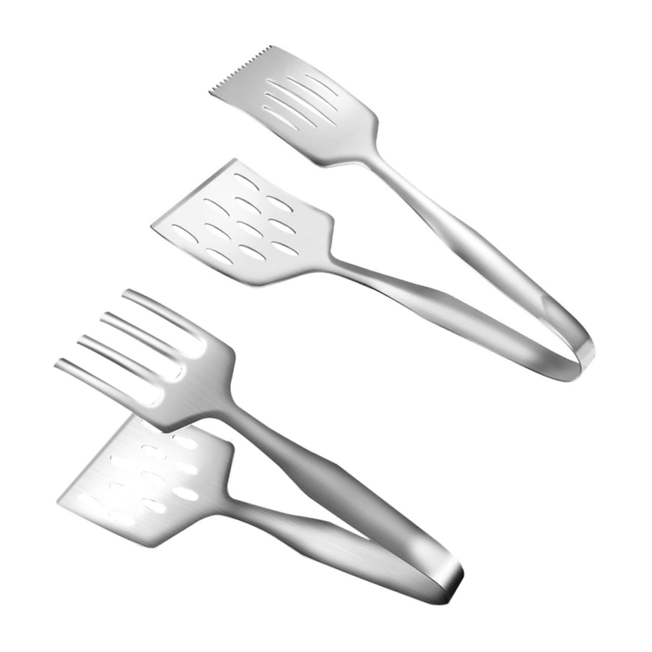 OFFSCH 2Pc Multi Functional Steak Clamp Bbq Tongs Kitchen Gadget for Cooking Grilling Serving for Steaks Pancakes Teppanyaki