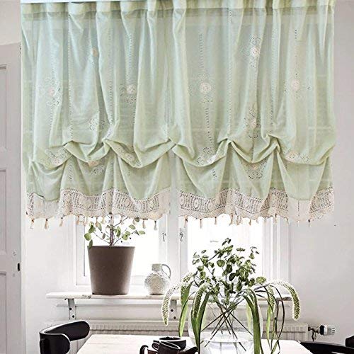 Abreeze Curtain Tie Up Shade Window Panels For Living Room And Bedroom Balloon Curtains Hook Flower Sheer Curtains 1Panel #TOP6