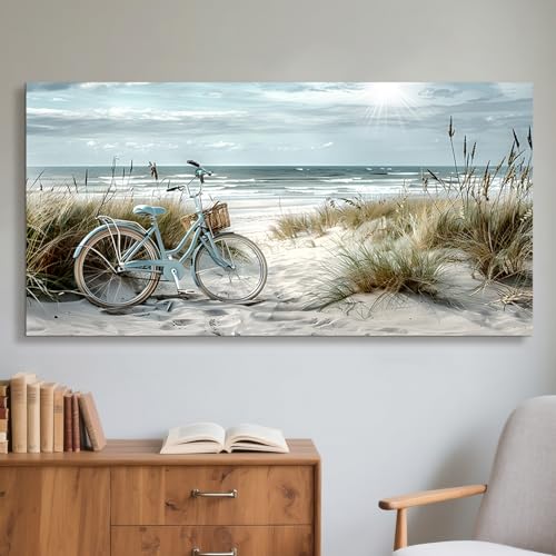 JHHUAMO Grand Tableau sur Toile 73x146 cm L, Peinture Décorative Moderne pour Salon Côtier, Décoration Murale pour Chambre à Coucher, Bureau, Salle de...