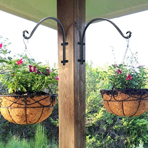 Lifyzoon Heavy Duty Hanging Plant Bracket: Outdoor Hand-Forged Hanging Plant Bracket Hook - 16Inch Black Bird Feeder Bracket #TOP5