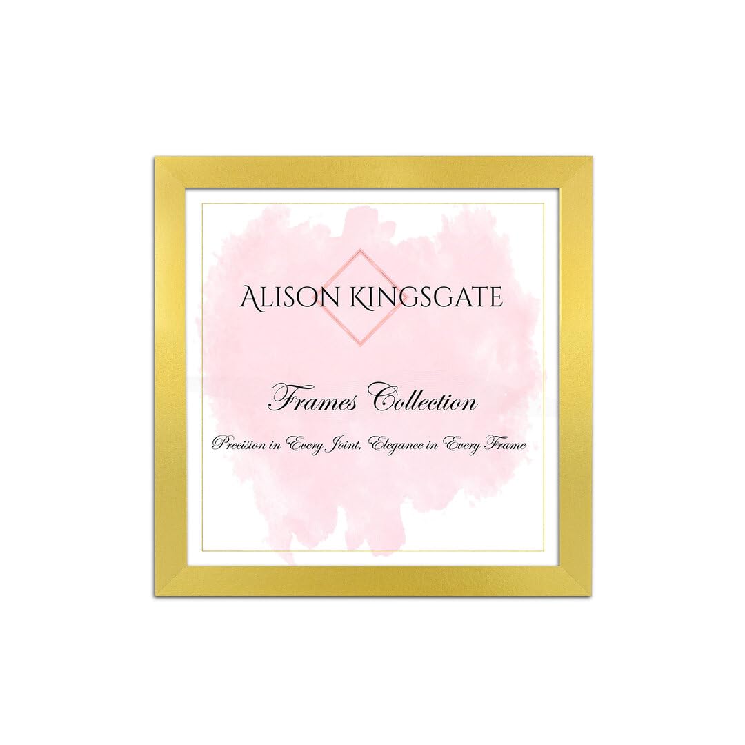 Alison Kingsgate Sleek 20X20CM Picture Frame - Engineered Wood with Shatterproof Perspex Front -Perfect for Photos, Posters, Certificates -Suitable for Wall Mount or Tabletop Display - Gold