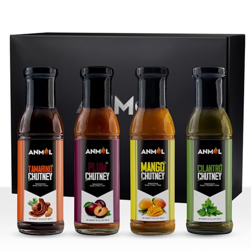 ANMOL Chutney Gift Box - 5 Flavor Variety Pack - Assorted Sweet, Tangy & Savory Chutneys for Dips, Snacks, Sandwiches, Chaat & Grilled Foods - Vegan & Gluten-Free - Gift Set