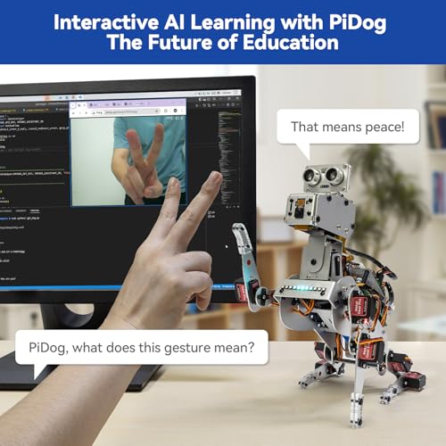 Image of SunFounder PiDog AI Robot Dog Kit for Raspberry Pi 5 /4 /3B+ /Zero 2W, LLMs ChatGPT-4o /Gemini /Grok, Voice&Video Recognition, Python, App Control, Battery, Gyroscope, Camera (RPI NOT Included)