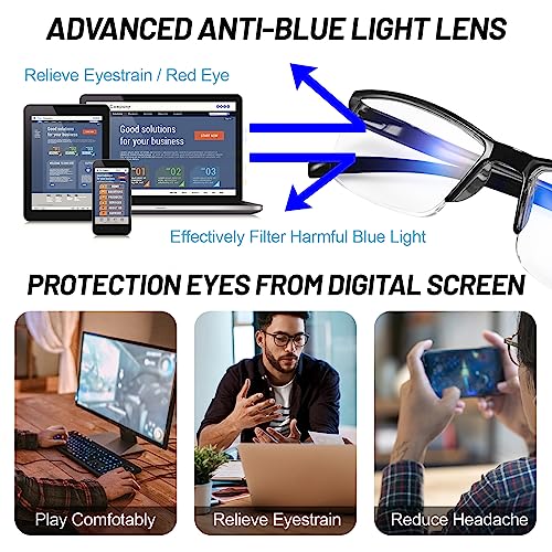 Image of 4 Pack Blue Light Blocking Reading Glasses 1.5 Men Women Glare UV Filter Blocker Readers 1.0 1.25 1.5 1.75 2.0 2.25 2.5 2.75 3.0 3.5 4.0 Black, 1.50